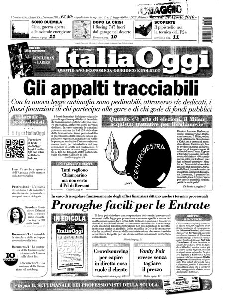 Italia oggi : quotidiano di economia finanza e politica